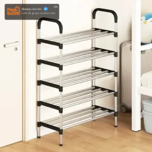 Rack Vertical Sapateira 5 Prateleiras 15 Pares Aço Inox Cor - Imagem 1