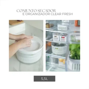 Conjunto Secador e Organizador De Salada De Geladeira Centrífuga Secador 5.5L - Imagem 6