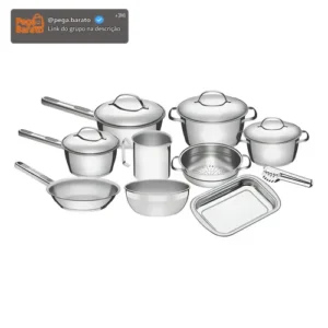 Jogo De Panelas Tramontina Inox Allegra 10p Com Pegador - Imagem 1