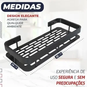 Kit 2 Suporte Porta Shampoo Sabonete Prateleira Banheiro Adesivo Parede Sem Furar Box Luxo Cor Preto Homeroarte - Imagem 5