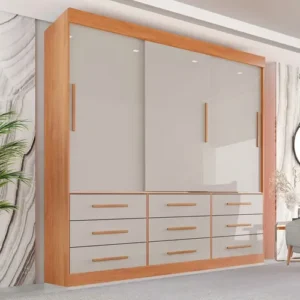 Guarda Roupa Casal 3 Portas 9 Gavetas Luana Sallêto Móveis - Imagem 2