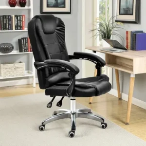 Cadeira De Escritório Presidente Ergonômica Python Fly Couro Sintético Encosto Ajustável Com Trava E Apoio Para Pés Cor Preta - Imagem 7