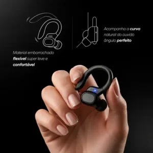 Fone de Ouvido Bluetooth 5.3 Tws Sem Fio Esportivo Compatível Com iPhone Samsung Xiaomi Motorola Com Gancho Premium KAPBOM Preto - Imagem 9