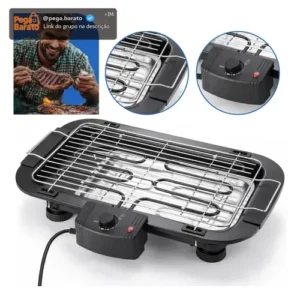 Churrasqueira Elétrica Tamanho Grande Steak Grill Sem Fumaça Para Apartamento 110v Preto - Aero Home - Imagem 1