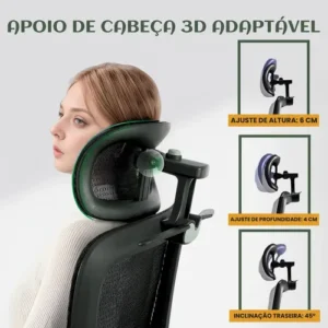 Cadeira De Escritório Ergonômica Mônaco Bt07 Luvinco Malha Respirável Com Suporte Lombar Adaptável Apoio Para Pés Retrátil Encosto Ajustável Seis Posições Cor Preta Suporta 200kg - Imagem 8