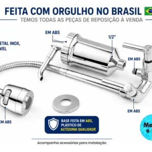 Torneira Com Filtro Com Purificador Agua Bica Flexível Gourmet para Cozinha Parede Luxo Chuveirinho 2 Modos de Jatos A Mais Vendida - Imagem 9
