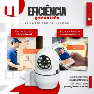 Câmera De Segurança Full Hd Visão Noturna Tomada 360° Wi-Fi Ip Monitoramento Interno Conexão Sem Fio Controle App Smartphone Vigilância Residencial Branca Nixzen - Imagem 5