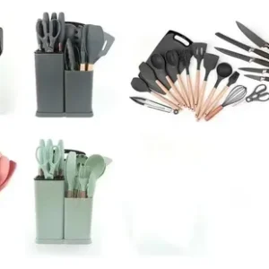 19 Peças Kit Utensilios Cozinha Tábua Em Silicone Espátula - Imagem 7