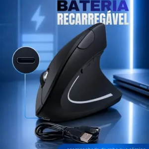 Mouse Vertical Ergonômico Recarregável Sem Fio Bluetooth Led Usb 2.4g 1600 Dpi Silencioso Portátil - Imagem 5