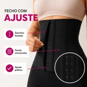 Cinta Modeladora Abdominal Feminina Esbelt 404 Emborrachada Cotton Afina Cintura Redutora Barriga Compressão Postural 4 Barbatanas - Preto EG - Imagem 5
