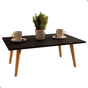 Mesa de centro retangular Inaugura Móveis apoio sala Classic Pés em Madeira cor preto - Imagem 10