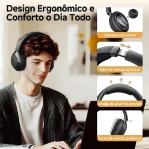 Headset QCY H3 Pro ANC 50dB Bluetooth 5.4 Multiponto 55h Cor Preto - Imagem 9