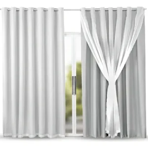 Cortina Blackout com voil para quarto e sala tamanho 4,00 x 2,70 na cor Branco Gelo - Imagem 4