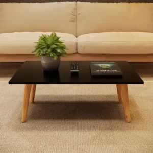 Mesa de centro retangular Inaugura Móveis apoio sala Classic Pés em Madeira cor preto - Imagem 3
