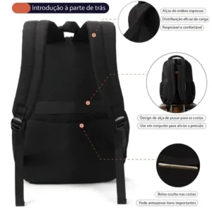 Mochila masculina, mochila de viagem, com capacidade para laptop de 15,6 polegadas, ideal para ida à escola, impermeável, reforçada, para uso diário e deslocamentos. - Imagem 5