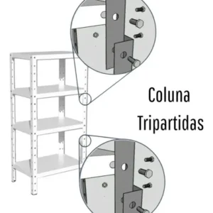 Prateleira De Aço 5 Bandejas 40x92cm Preta Coluna Triparti - Imagem 5