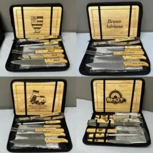 Kit Churrasco Personalizado Tábua Faca Garfo Nome Time Logo - Imagem 7
