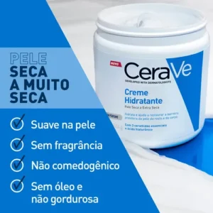 Creme Hidratante Corporal e facial para Pele Seca a Extra Seca Sem Perfume 454g CeraVe - Imagem 10