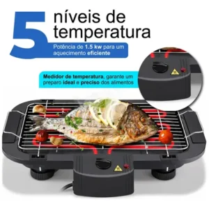 Churrasqueira Elétrica Tamanho Grande Steak Grill Sem Fumaça Para Apartamento 110v Preto - Aero Home - Imagem 3