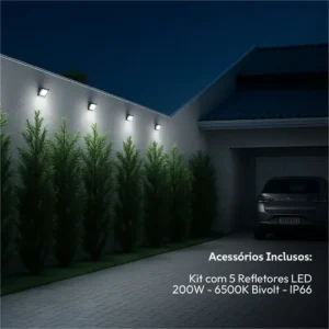 Kit 10 Refletor Led Slim Externo 200w 6500k Branco Frio Ip66 110v/220v Bivolt Preto Cod: ALUT000702-10 Alut By Avant - Imagem 9