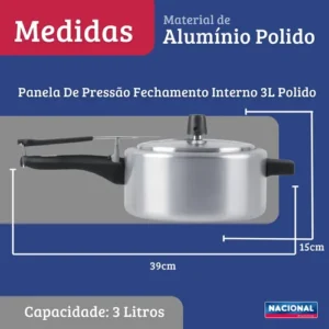 Panela De Pressão Fechamento Interno 3l Polido Nacional - Imagem 5