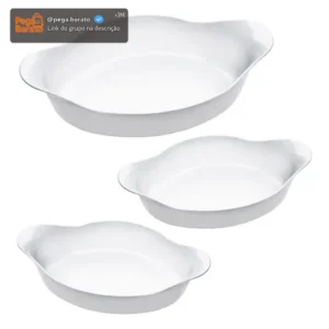 Marinex Conjunto de Assadeiras Oval Opaline 3 Peças Branco - Imagem 1