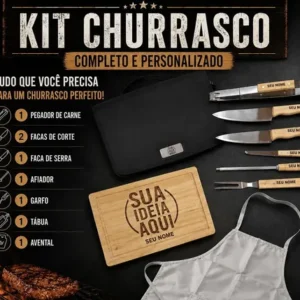 Kit Churrasco Personalizado Tábua Faca Garfo Nome Time Logo - Imagem 6