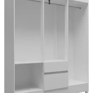 Guarda-roupa Casal New Brusque 6 Portas 2 Gavetas Bartira - Branco - Imagem 5