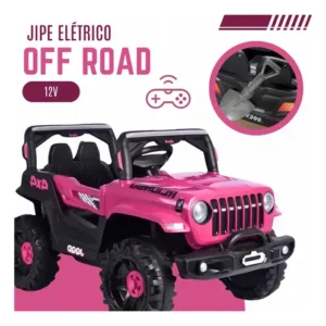 Jipe Infantil Elétrico 12v Carrinho Controle Remoto Música Brinq Kids - Imagem 6