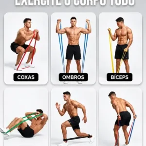 Kit 20 Itens Esportivos Para Treino Em Casa Academia Fitness Funcional Com Elásticos Extensor Puxadores Massageador Faixas Elásticas Mini Band P/ Exercícios Ginástica Fisioterapia Topsand Activewear - Imagem 8