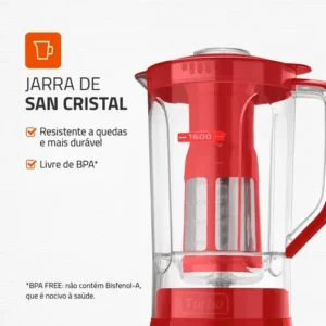 Liquidificador L-99 Turbo Power 2,2l 550w Vermelho Mondial - Imagem 3