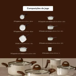 Conj de Panelas 8 Peças Ceramic Life Smart Plus Vanilla - Brinox - Imagem 5