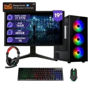 Pc Gamer Completo I7 3.4ghz 16gb Ssd 480gb 500w Monitor 19 - Imagem 1