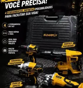 Kit 4 Em 1 Ferramentas Elétricas Profissional Com Baterias - Imagem 15