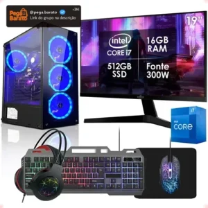 Computador Gamer Intel Core i7 16GB SSD 512GB Monitor 19" Kit Strong Tech - Imagem 1