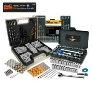 Jogo De Brocas Buchas E Bits Com 300 Peças E Maleta + Kit Chaves Catraca Reversível 40 Peças The Black Tools - Imagem 1