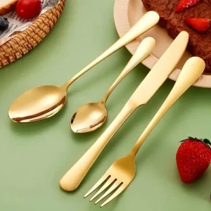 Kit 24 Talheres Luxo Premium Faqueiro Dourado Com Maleta - Imagem 6