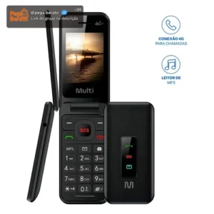 Multilaser Flip Vita 4G Dual SIM 32 GB preto 256 MB RAM Celular para Idoso - Imagem 1