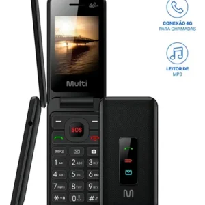 Multilaser Flip Vita 4G Dual SIM 32 GB preto 256 MB RAM Celular para Idoso - Imagem 1
