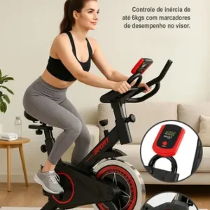 Bicicleta Ergométrica Bike Spinning Redfin Residencial Vertical Roda Inércia 6kg Resistência Ajustável Display Lcd Treino Emagrecimento Condicionamento Físico Silenciosa Compacta Para Casa Academia - Imagem 5