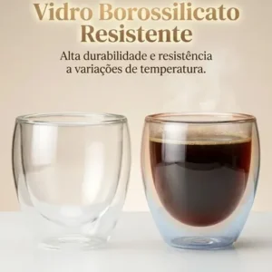 Copos Café Vidro Kit 6 Parede Dupla 90ml Borossilicato Transparente Expresso - Imagem 7
