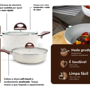 Conj de Panelas 8 Peças Ceramic Life Smart Plus Vanilla - Brinox - Imagem 8