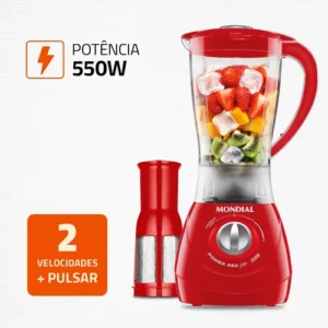 Liquidificador Power Filter Mondial Vermelho 550W L-77 - Imagem 2