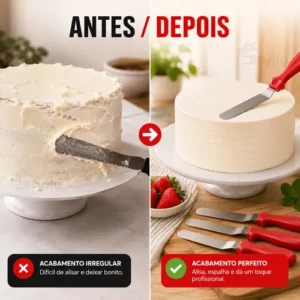 Kit 3 Espátulas Inox P/ Confeitaria Alisador De Bolo Decorar - Imagem 5