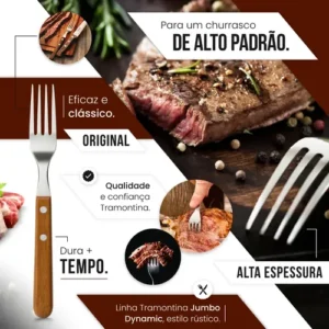 Faqueiro Tramontina Churrasco 12 Peças Inox Cabo Madeira - Imagem 5