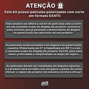 Kit Películas Polarizadas Exatas P/ Reparo Projetor Hy320 - Imagem 2