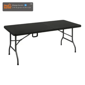 Mesa Dobrável vira Maleta 1,80 Portatil Textura Madeira Festa Camping Jardim Praia Revomax - Imagem 1