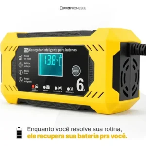 Carregador De Bateria 12V Automotiva Inteligente Portátil Auxiliar Partida Veicular Chupeta Rapida Carro Moto Lancha Jetski Caminhao Cabo 2m Eletrico Estacionaria Potente Led Recupera Carga Emergencia - Imagem 3