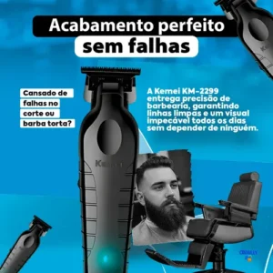 Máquina De Acabamento Corta Cabelo Profissional Kemei 2299 P - Imagem 3