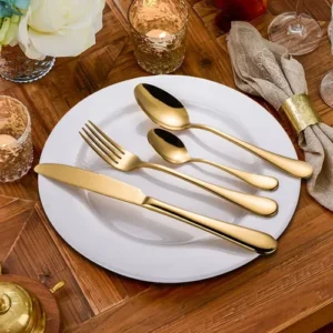 Kit 24 Talheres Luxo Premium Faqueiro Dourado Com Maleta - Imagem 10